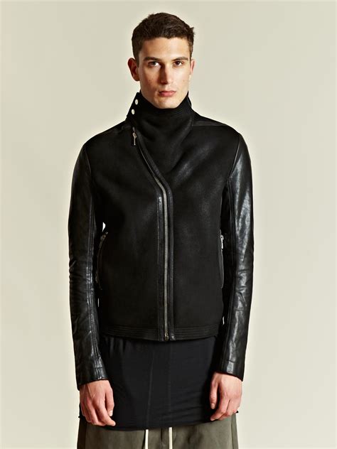 Lyst - Rick Owens Rick Owens Mens Calfskin and Lamb Leather Mountain Jacket in Black for Men