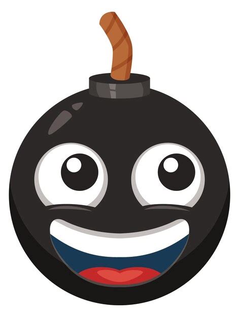 Premium Vector | Happy bomb emoji Explosive black ball smiling