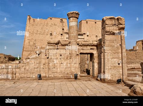 pylon at entrance of Temple of Edfu, Egypt, Africa Stock Photo - Alamy