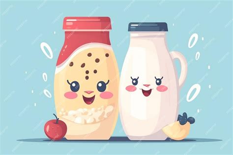 Premium Photo | Happy milk and cereal cartoon icon illustration food and drink icon concept ...