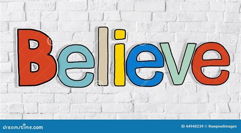 Believe Word and Brick Wall in Background Stock Illustration ...