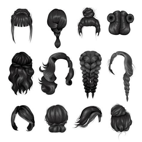 Download Women Wigs Hairstyle Back Icons Set for free | Hair vector ...