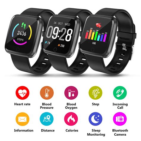 1.3'' Large Touch Screen Fitness Tracker, Waterproof Smart Watch w/ BP ...