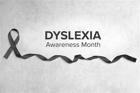 Premium Photo | Black ribbon dyslexia awareness month concept banner