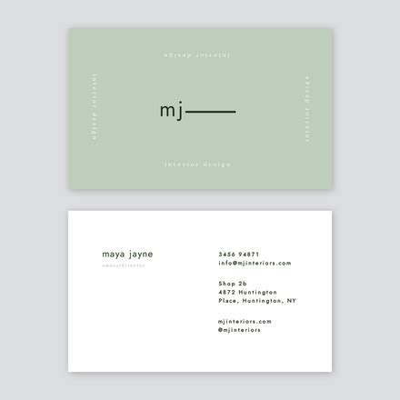 Mint Interior Design Business Card - Easil