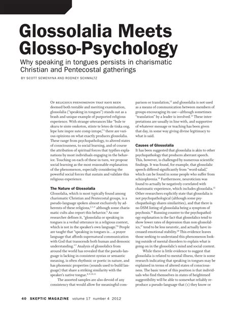 (PDF) Glossolalia Meets Glosso-Psychology: Why speaking in tongues ...