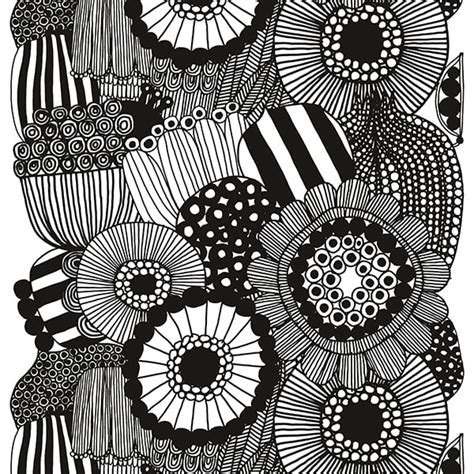 Marimekko Siirtolapuutarha fabric, black-white | Finnish Design Shop