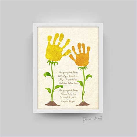 We're Growing Like a Flower / Hands Handprint Art / Kids Baby Toddler / Mother's Day Mom Mum ...