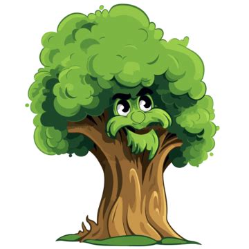 Cartoon Tree Clipart Happy Cartoon Tree With A Big Green Beard Vector ...