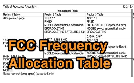 FCC Frequency Allocation Table