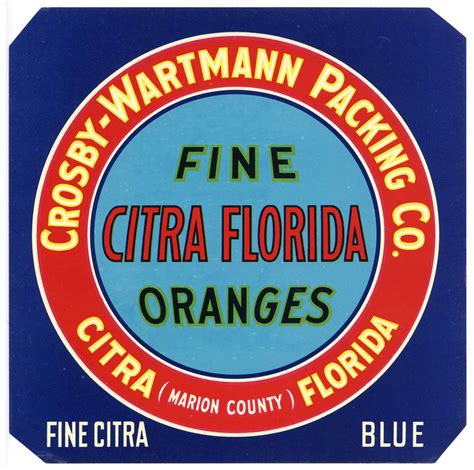 Citra Florida Brand Vintage Florida Citrus Crate Label, blue – thelabelman