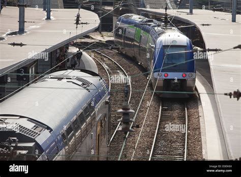 railway and station in France Stock Photo - Alamy