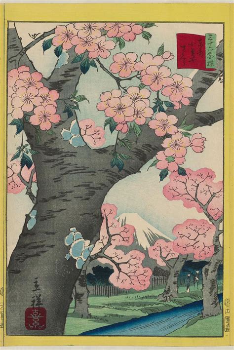 Utagawa Hiroshige II: Cherry Blossoms at Koganei in the Eastern Capital (Tôto Koganei sakura ...