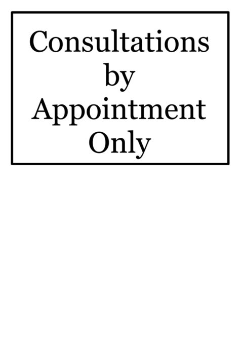 Appointment Only Sign printable pdf download