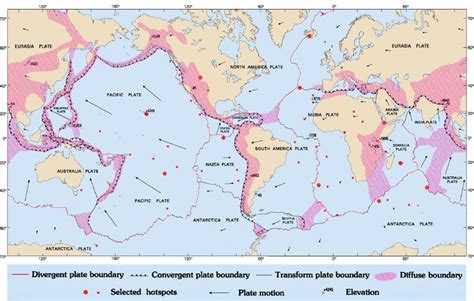 a map showing the location of different types of landforms in the world ...