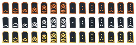 Military Insignia Soldier Icon Set. Sergeant, General, Major, Officer ...