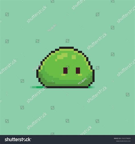 Pixel Art Green Slime Character On Stock Vector (Royalty Free ...