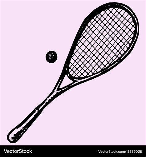 Squash racket and ball Royalty Free Vector Image