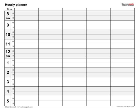 free printable weekly hourly daily planner student handouts - hourly ...