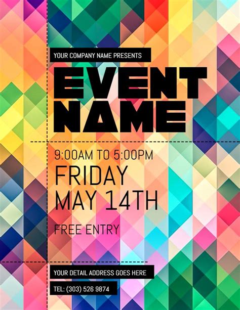 Colorful event flyer design template. | Flyer design templates, Free flyer templates, Flyer template