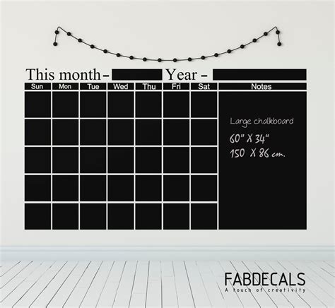 Large Office Wall Calendar Vinyl Decal Blackboard Wall - Etsy