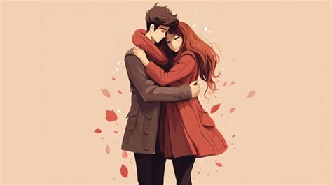 Free AI Image | Medium shot anime couple hugging