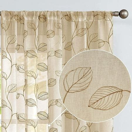Embroidered Sheer Curtains for Living Room 84 inch | Walmart Canada