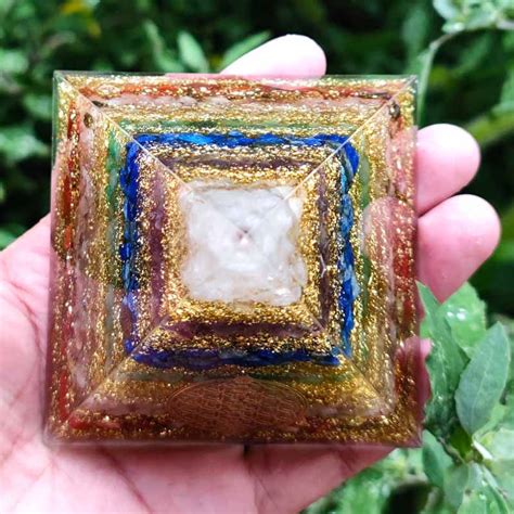 Colorful Orgone Pyramid with Natural Chips Gravel - Orgone Pyramids