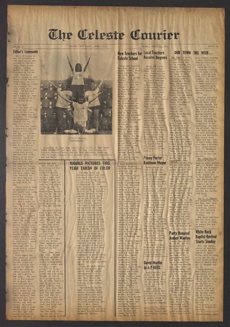 The Celeste Courier (Celeste, Tex.), Vol. 70, No. 36, Ed. 1 Friday, August 13, 1971 - The Portal ...