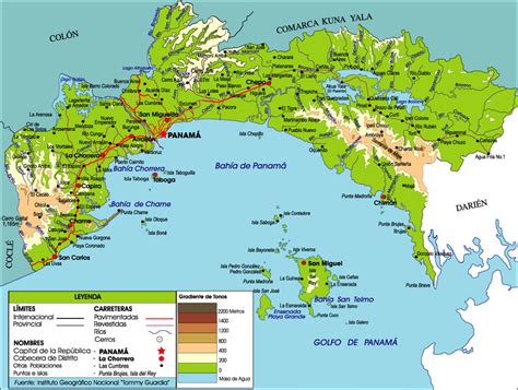 Mapa de Panama - Mapa Físico, Geográfico, Político, turístico y Temático.