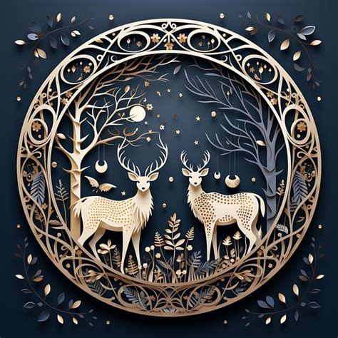 Premium AI Image | Design of Moonlit Woodland Creatures Trees Forest ...