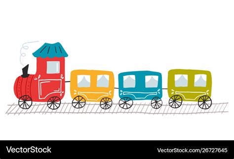 Cute children kids toy colorful train Royalty Free Vector