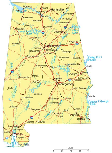 Printable Map Of Alabama Counties And Cities