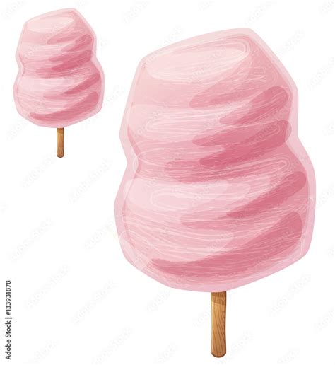 Cotton candy (Fairy floss) on stick. Cartoon vector icon isolated on ...