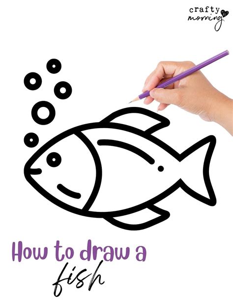 Easy Fish Drawing- Step by Step Printable | Easy fish drawing, Fish drawings, Fish drawing for kids