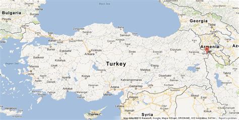 Mount Ararat on Map of Turkey