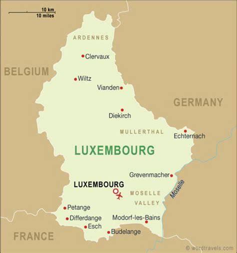 Luxembourg Map, Luxembourg Travel Maps from Word Travels