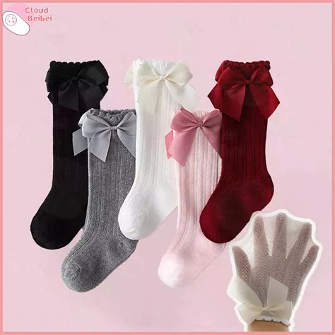 CloudBeibei baby knee high socks big bow knot comfort Cotton medyas for baby | Shopee Philippines