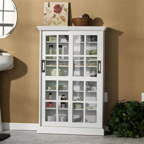 Amazon.com: Sliding Door Media Cabinet - White: Kitchen & Dining