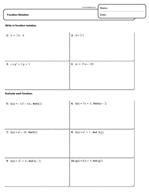 Function Notation worksheets