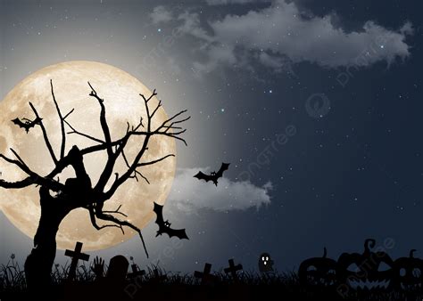 Dark Night Full Moon Halloween Background, Bat, Halloween, Pumpkin Background Image And ...