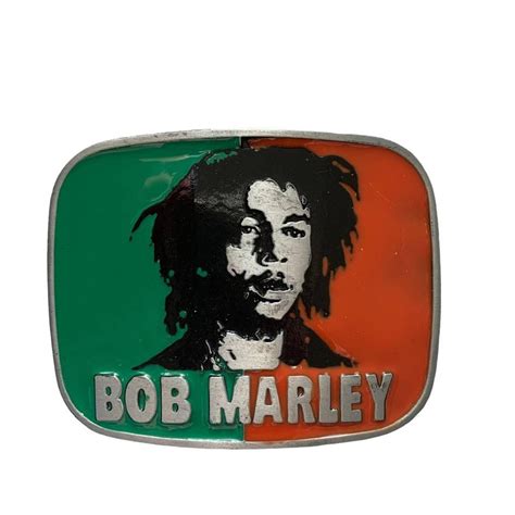 Bob Marley Rasta Green Orange 100% Metal Belt Buckle... - Depop