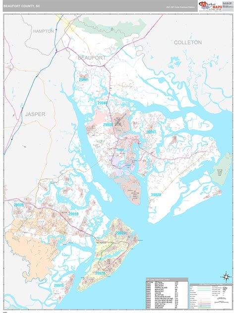 Beaufort County, SC Wall Map Premium Style by MarketMAPS - MapSales