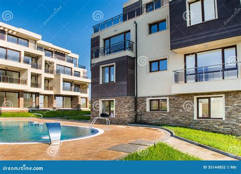 Beautiful New Apartment Building, Outdoor Stock Photography - Image: 35144852