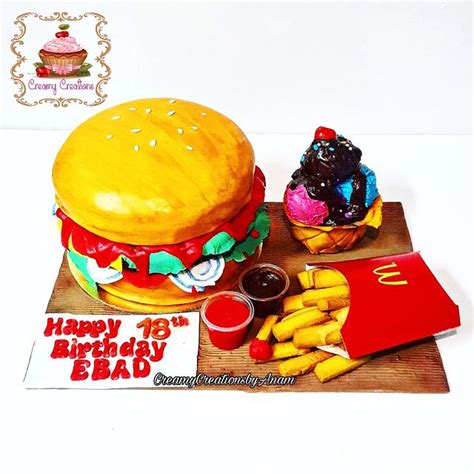 Burger cake - Decorated Cake by Anam - CakesDecor