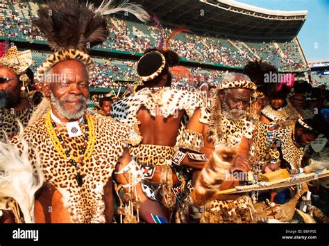 Shembe men in traditional dress at the lauch of the African Union in Durban KwaZulu Natal South ...