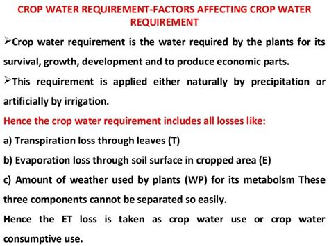 Crop water requirement