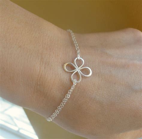 FOUR LEAF CLOVER bracelet silver clover by OtisBJewelryGifts