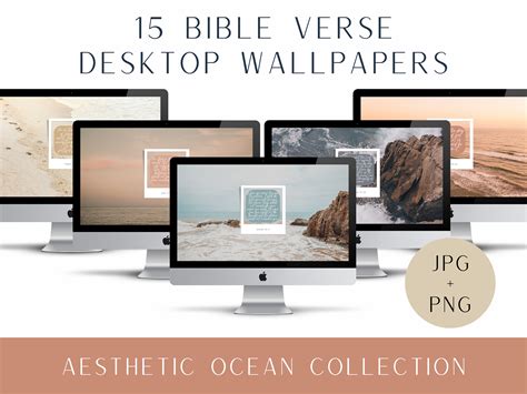 Aesthetic Ocean Desktop Wallpaper Bundle, Bible Verse Wallpaper ...