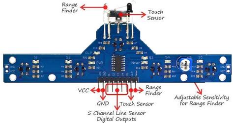 Line Follower 5 Channels Infrared Sensor Module TCRT5000 BFD-1000 Blue ...